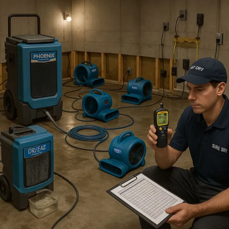 Structural Drying and Dehumidification process in Muniz, TX